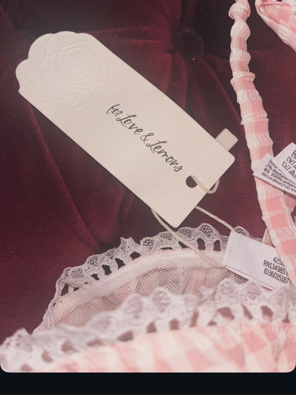 For Love & Lemons Petal Gingham Underwire Bra - Picture 2 of 3